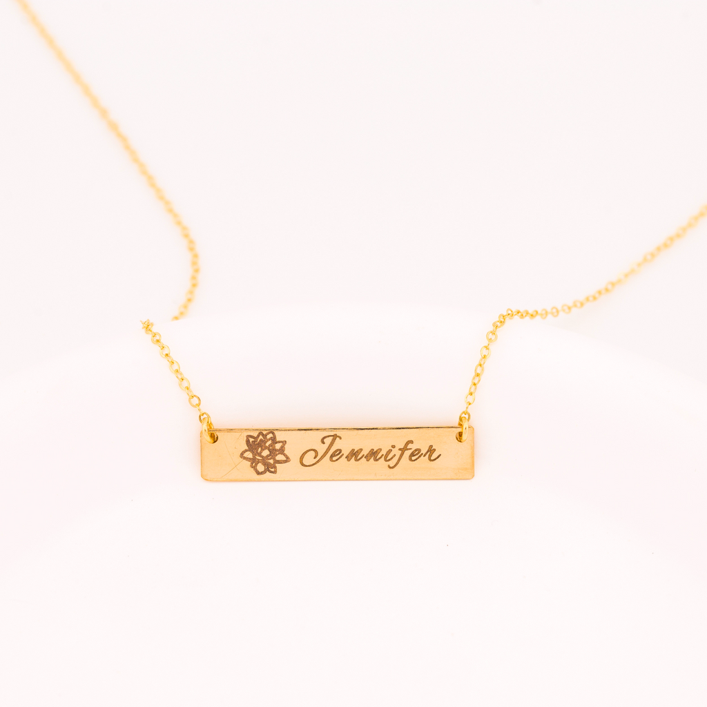 Custom Birth Flower Bar Necklace