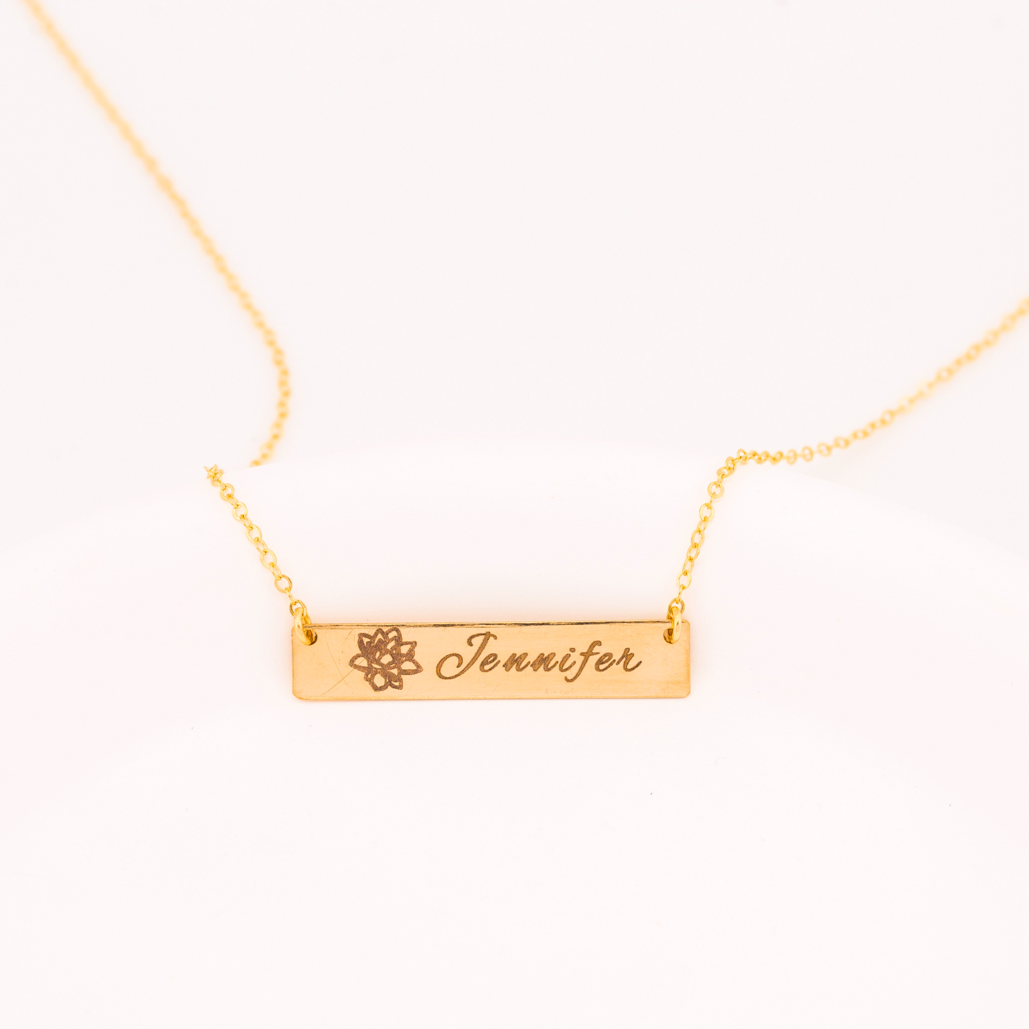 Custom Birth Flower Bar Necklace