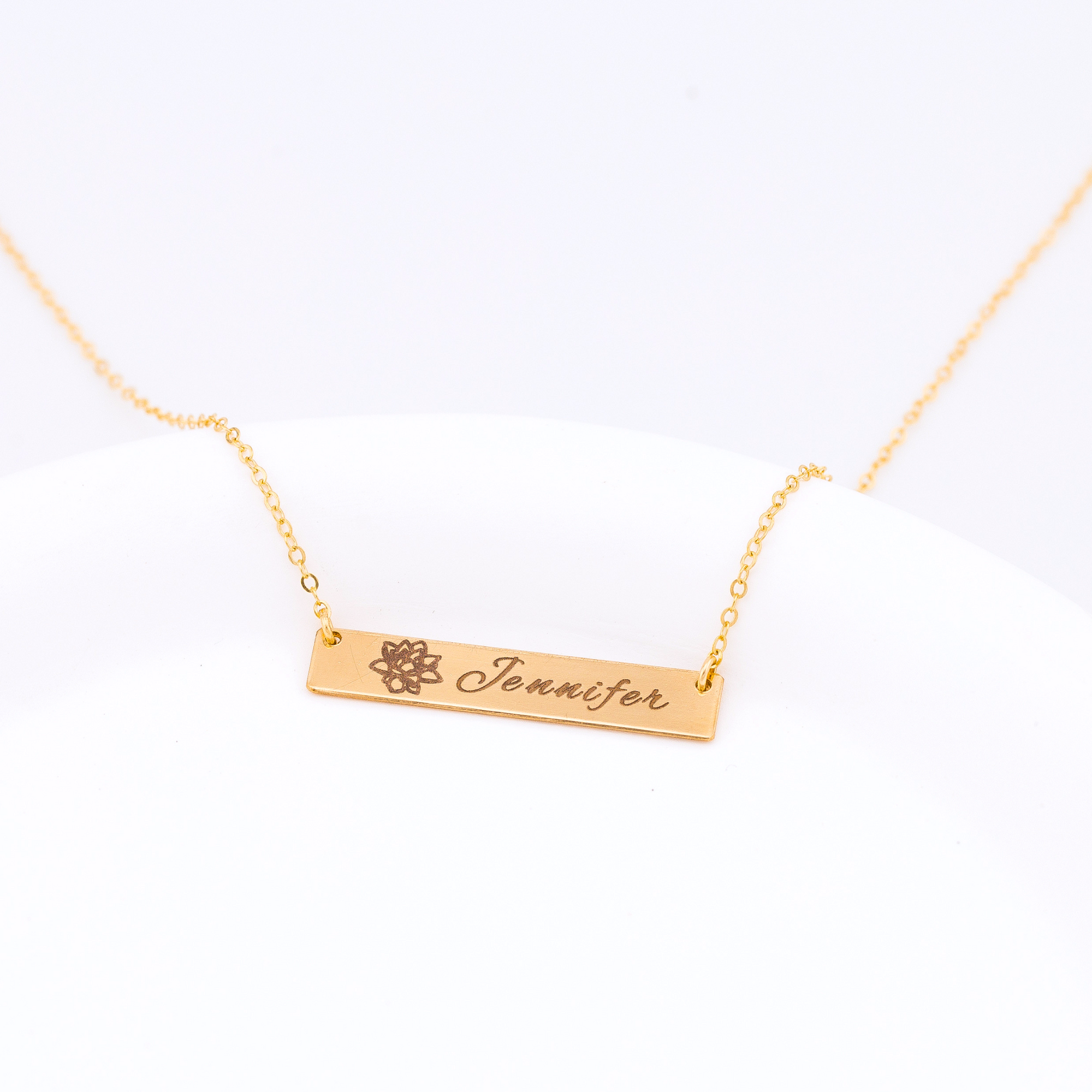 Custom Birth Flower Bar Necklace
