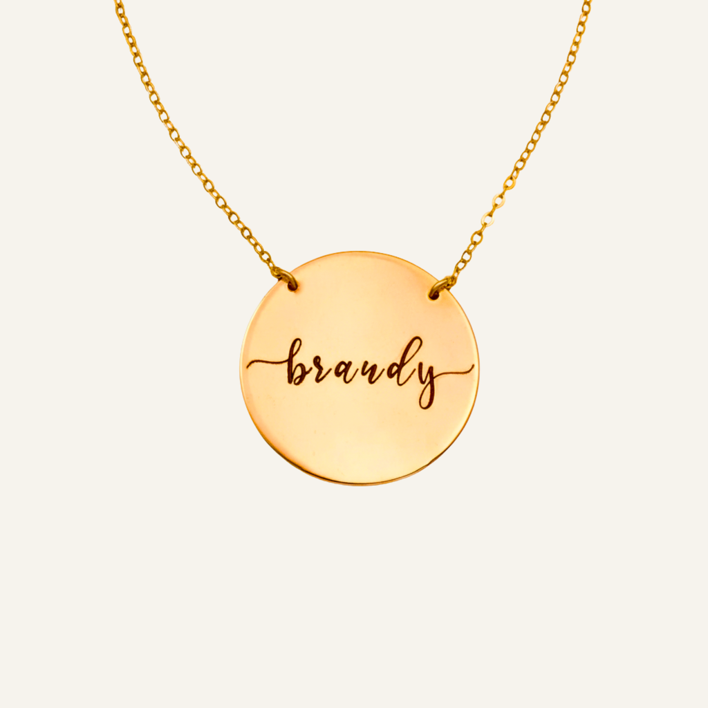 Personalized Large Circle Name Necklace, 1-inch Disc