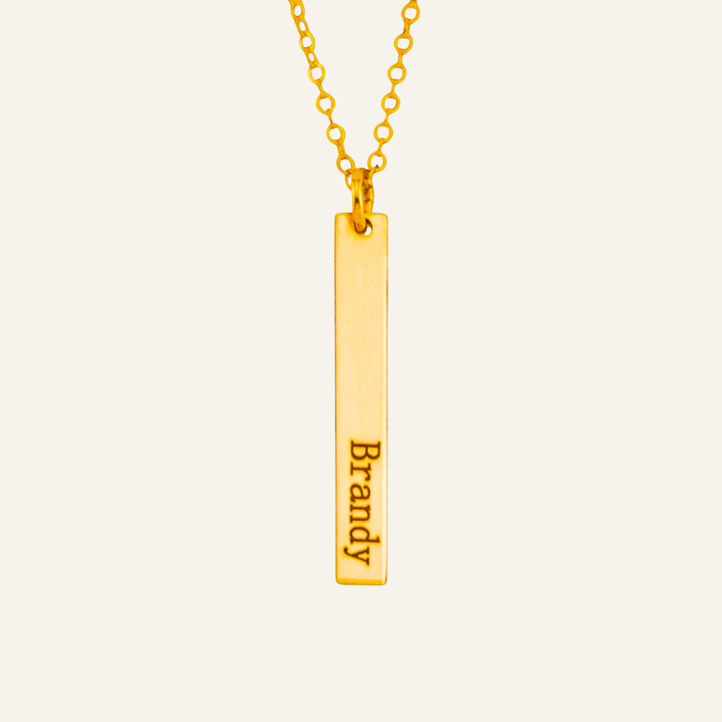Short Skinny Vertical Bar Necklace, 1" Bar