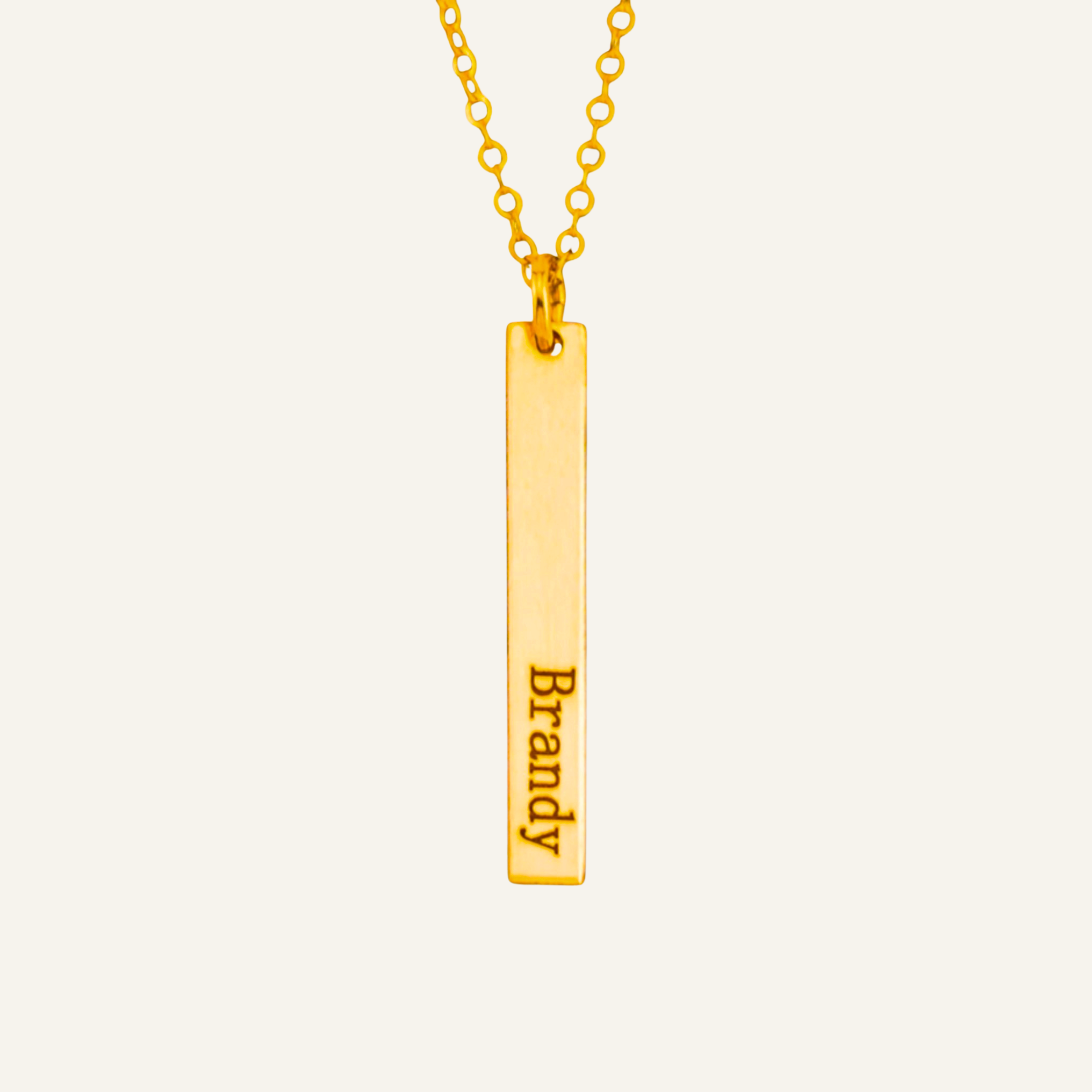 Short Skinny Vertical Bar Necklace, 1" Bar