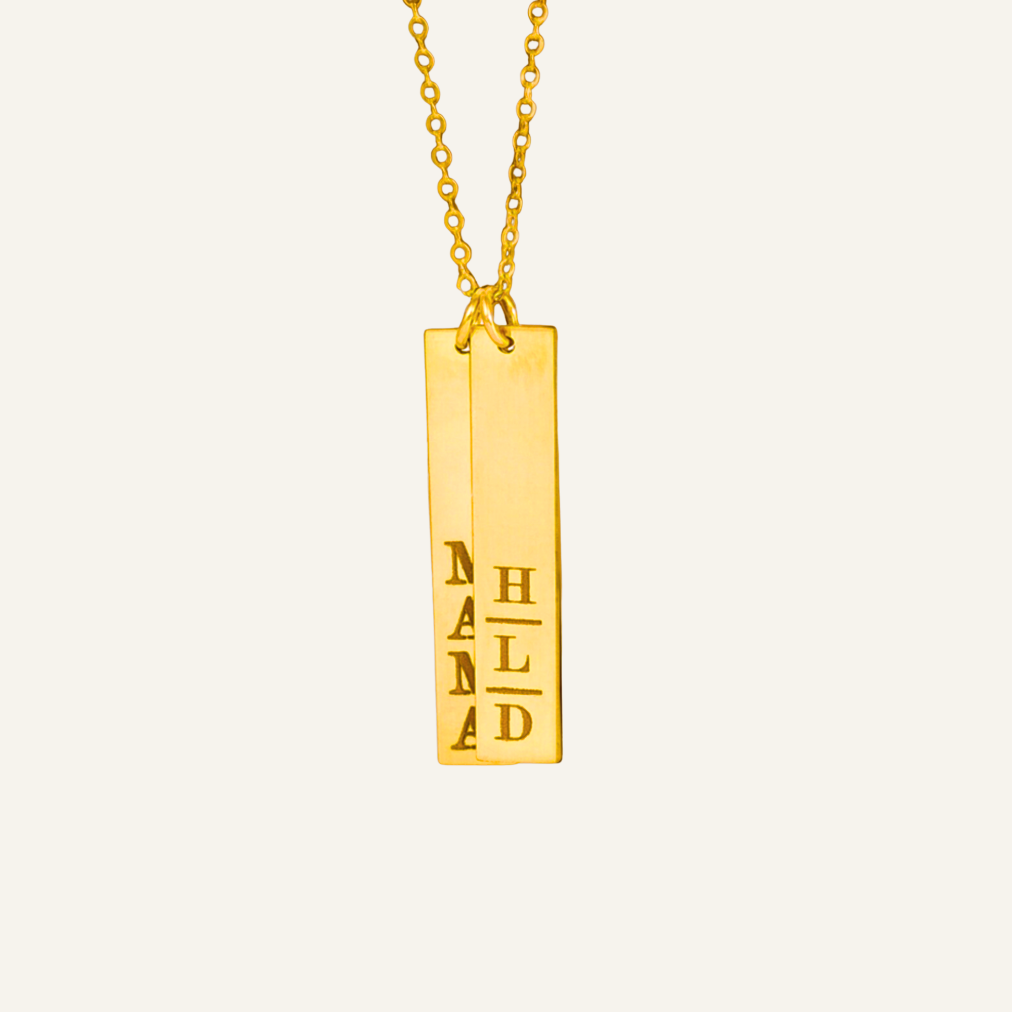Multiple Vertical Nameplate Bars Necklace, 1.25-inch Bar