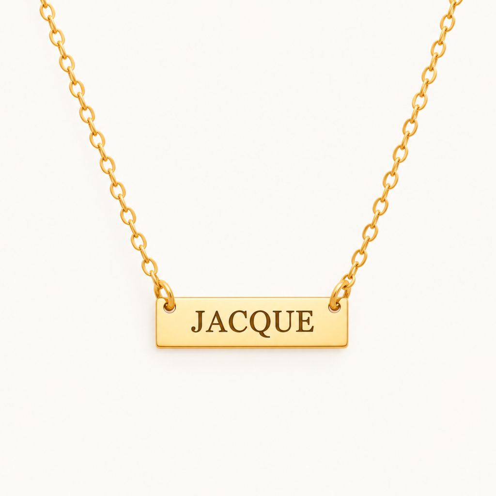 Personalized Name Bar Necklace – Minimalist Engraving