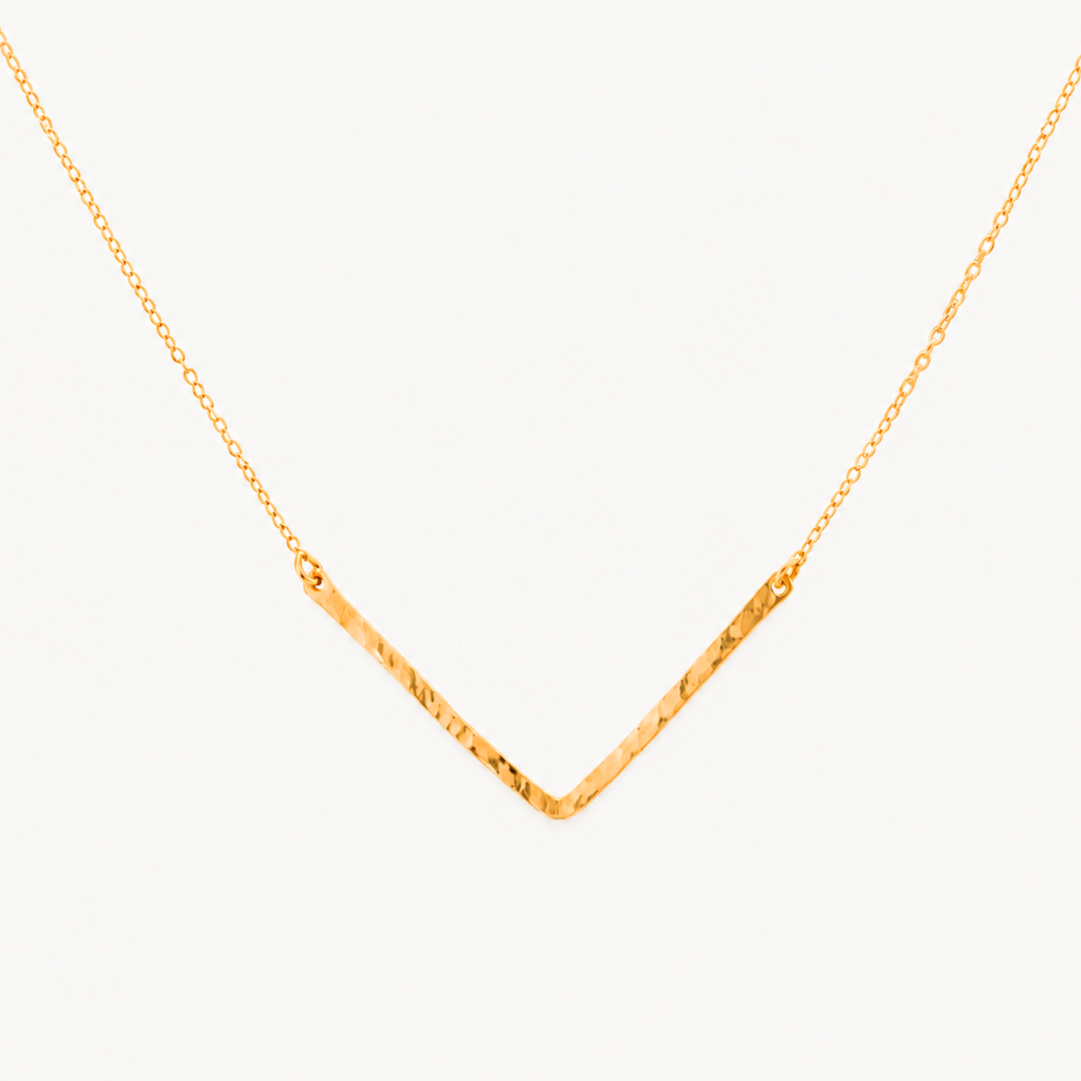 Hammered Chevron Necklace – Minimalist V Bar