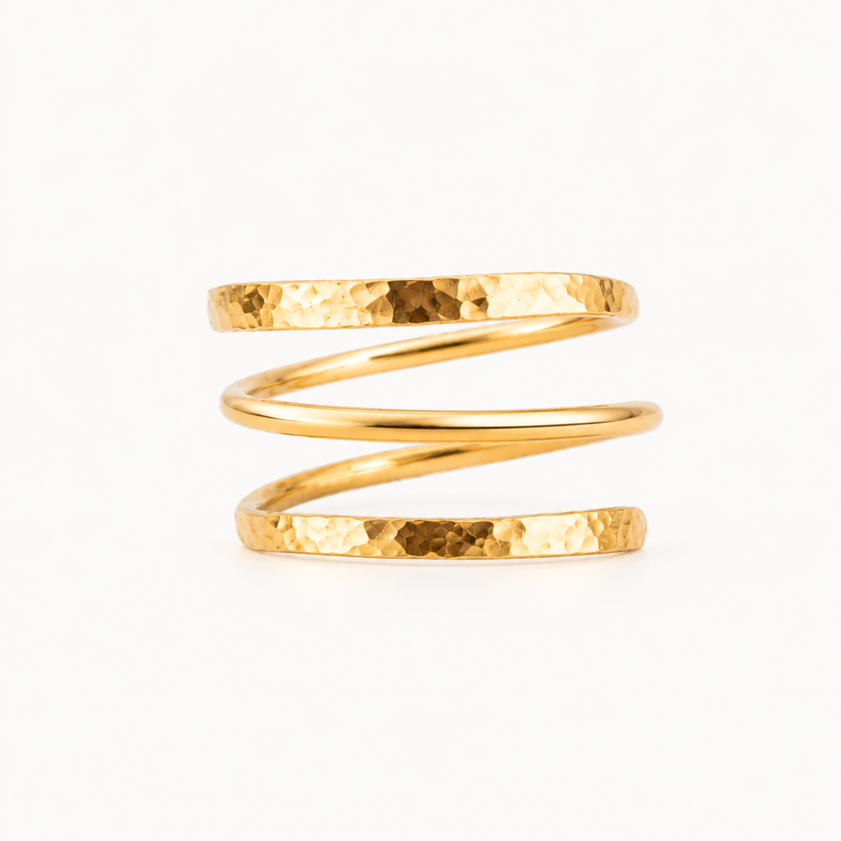 Hammered Spiral Ring – Sculptural Triplet Wrap