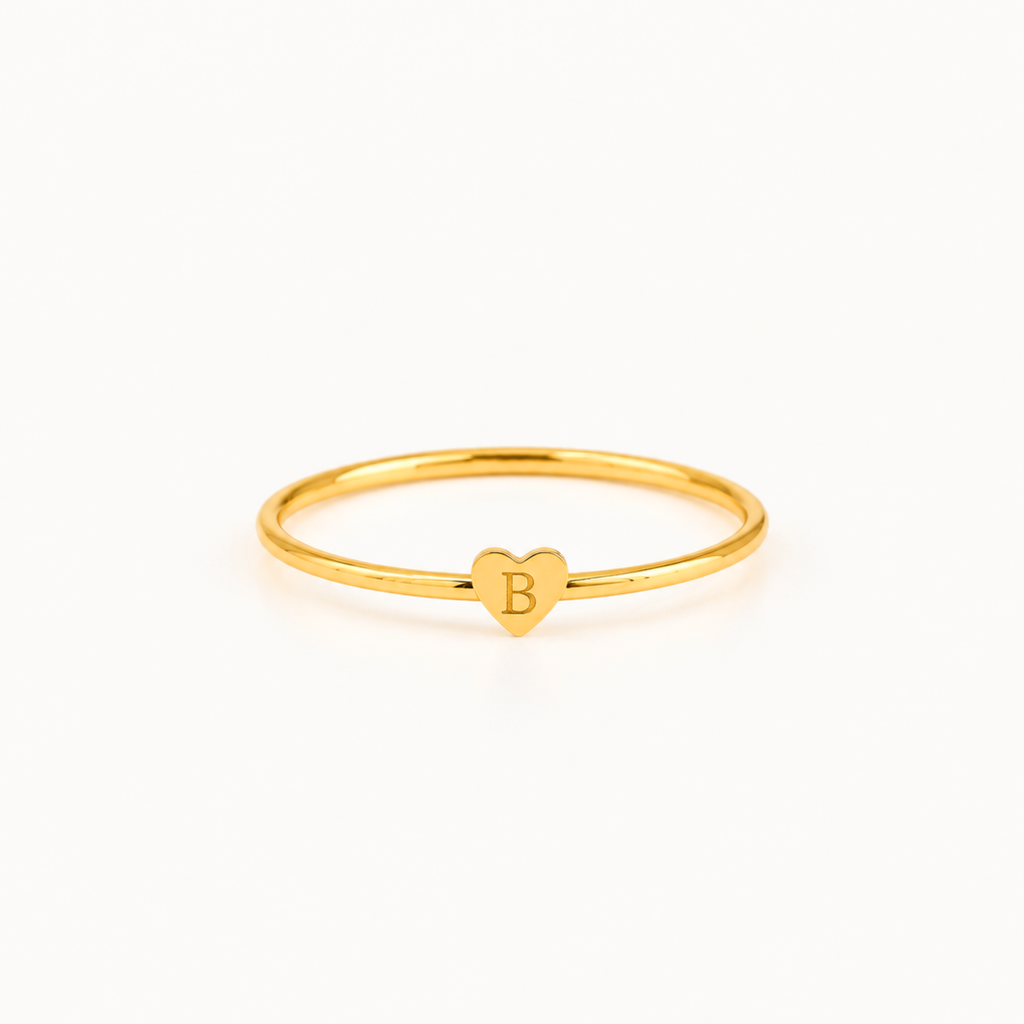 Personalized Heart Initial Ring – Minimalist Band