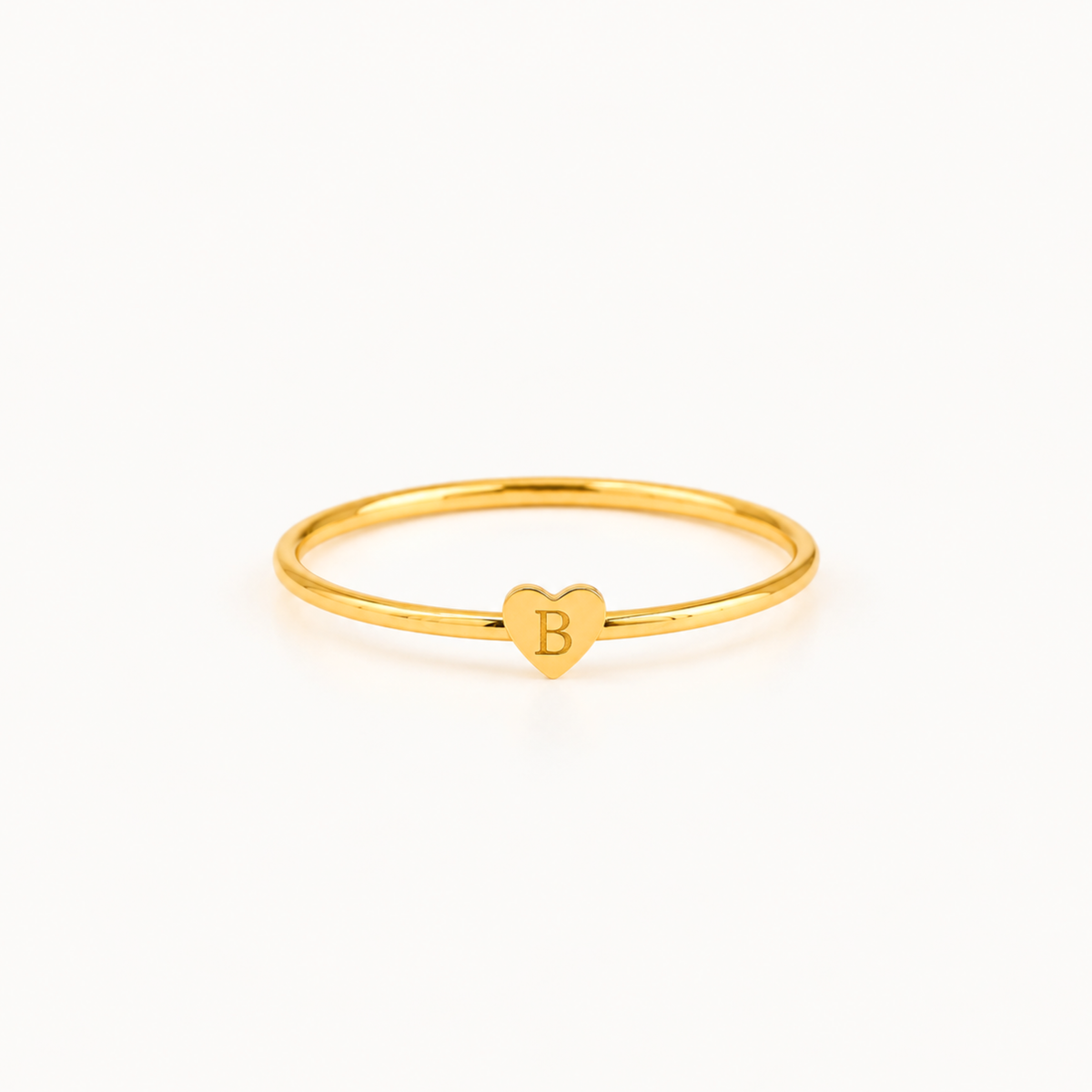 Personalized Heart Initial Ring – Minimalist Band
