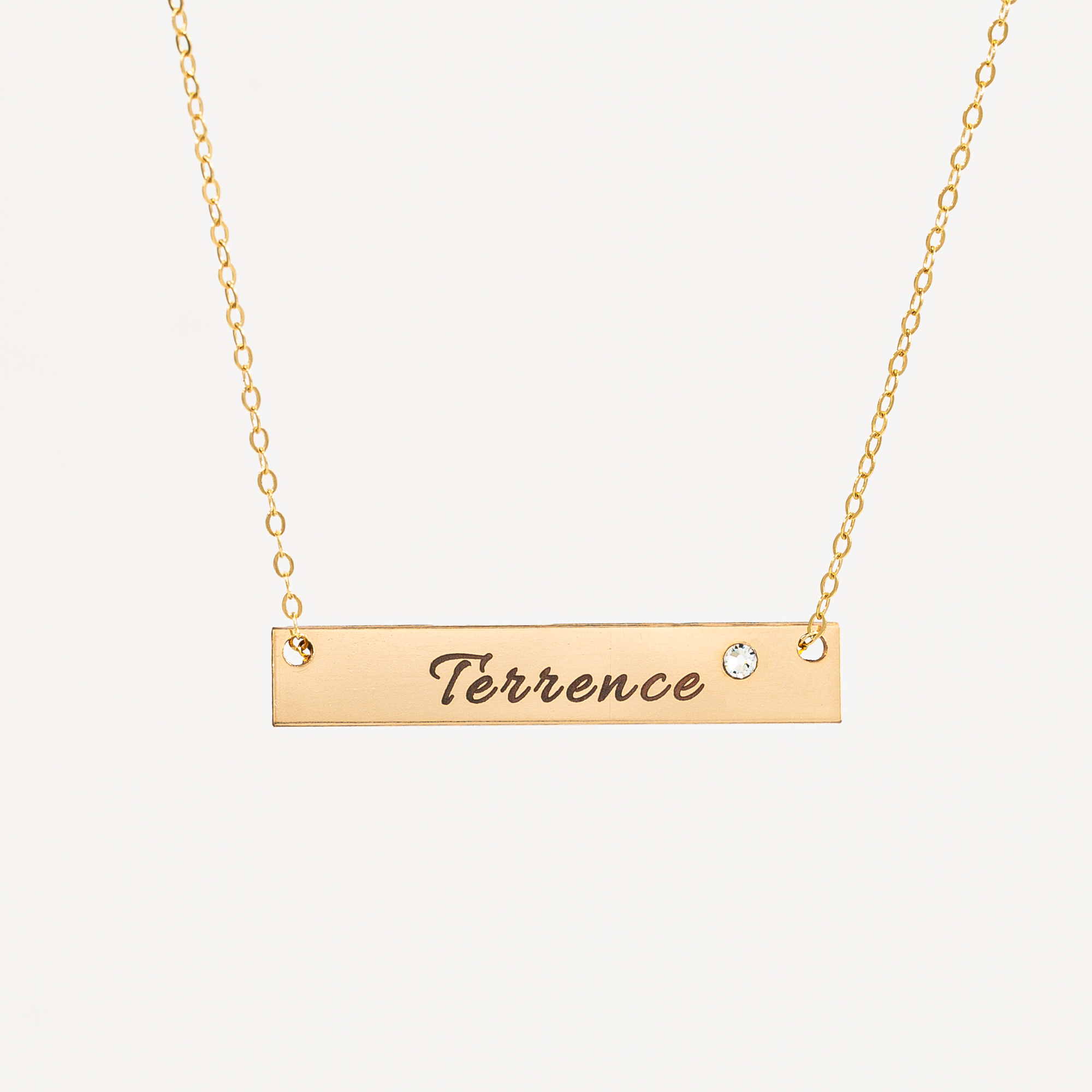 Nameplate Bar with Crystal Necklace, 1.5" Bar