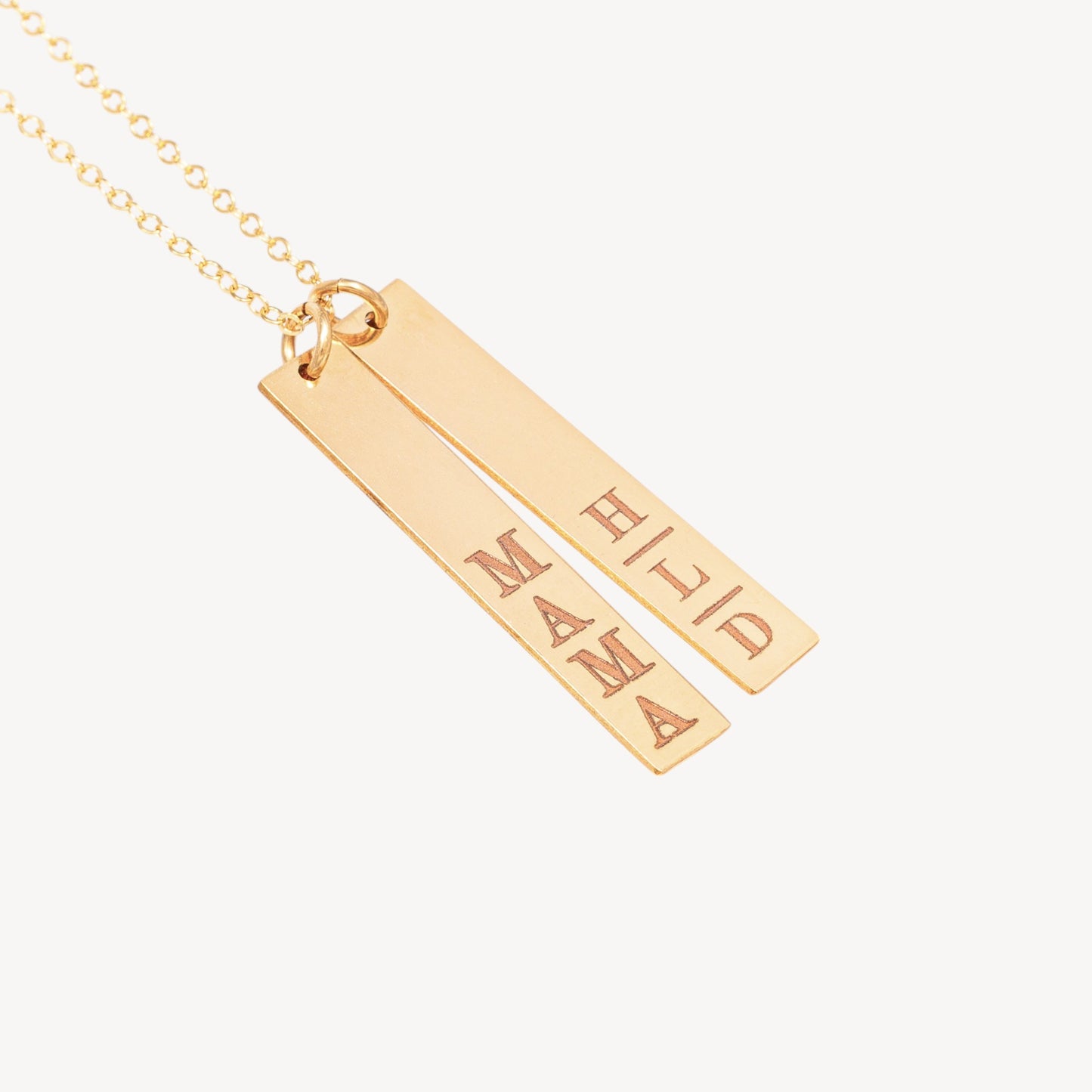 Nameplate 2 Vertical Bars Necklace, 1.25" Bar
