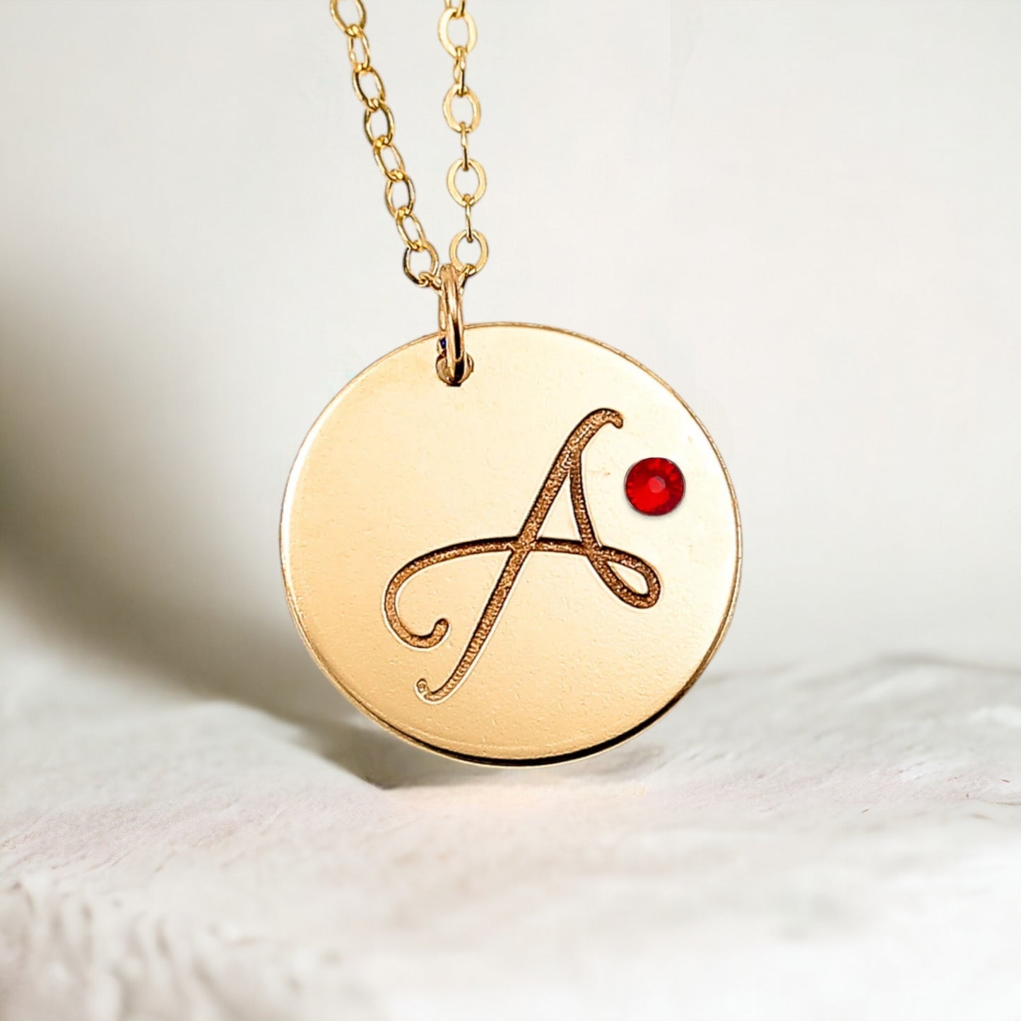 Customized Disc Crystal Necklace, 5/8" Disc