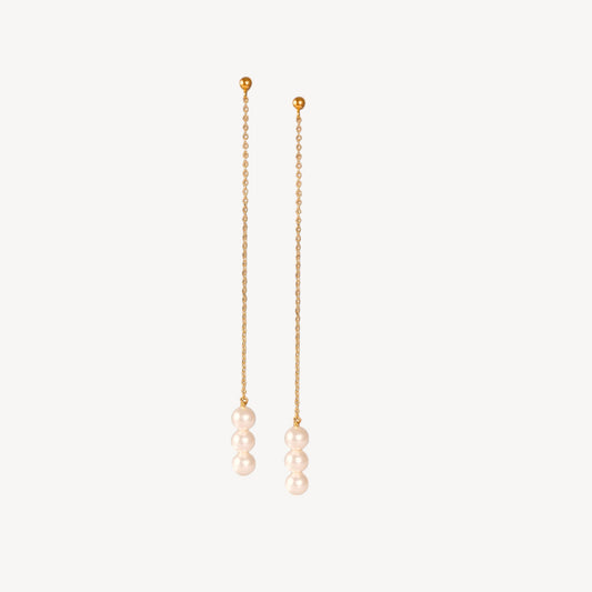 Pearl Drop Chain Earrings