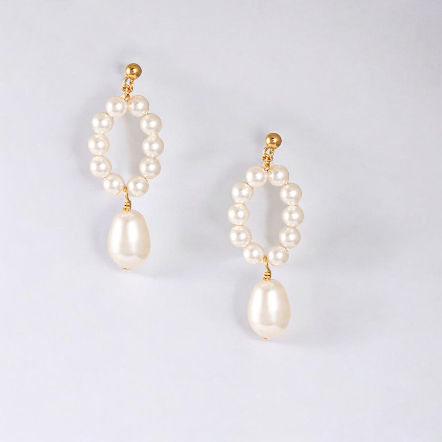 Pearl Hoop Stud Earrings