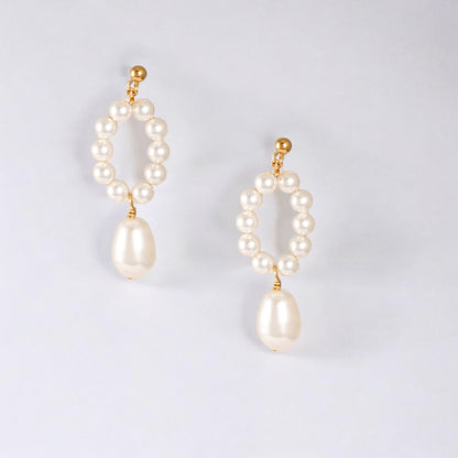 Pearl Hoop Stud Earrings