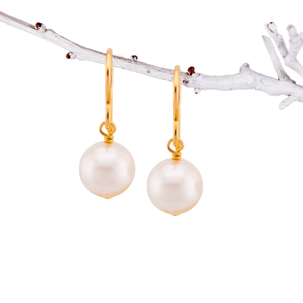 Simple Dangle Crystal Pearl Earrings