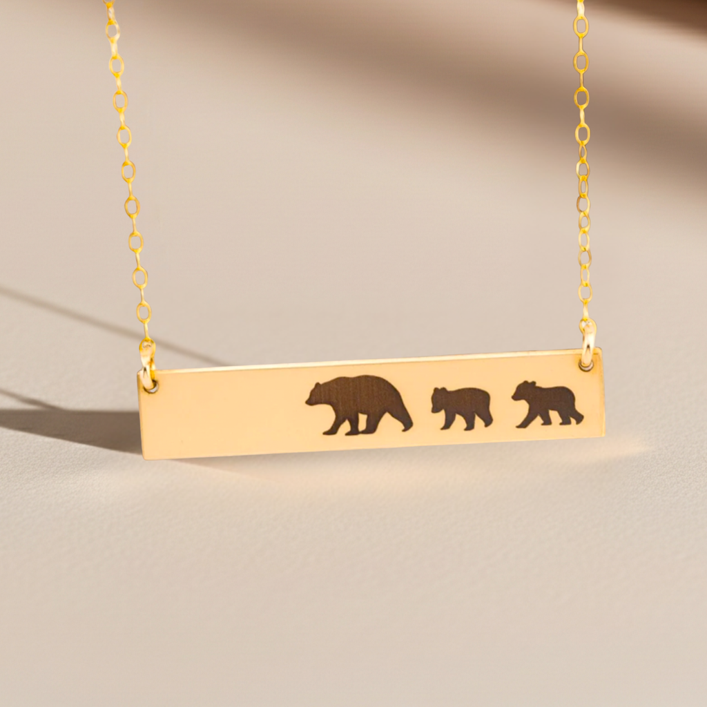 Mama Bear Bar Necklace, Mama Bear Bear Cubs Necklace
