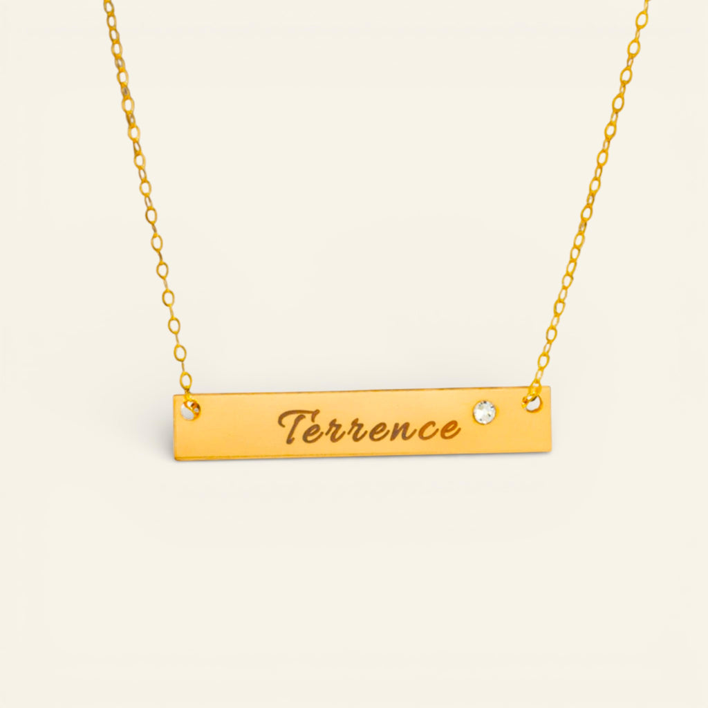 Nameplate Bar with Crystal Necklace, 1.5" Bar