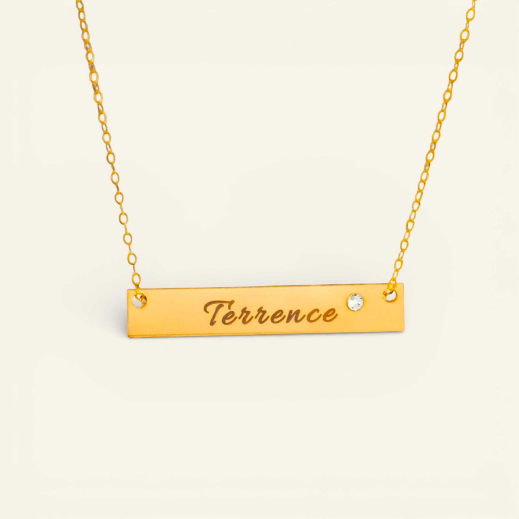 Nameplate Bar with Crystal Necklace, 1.5" Bar