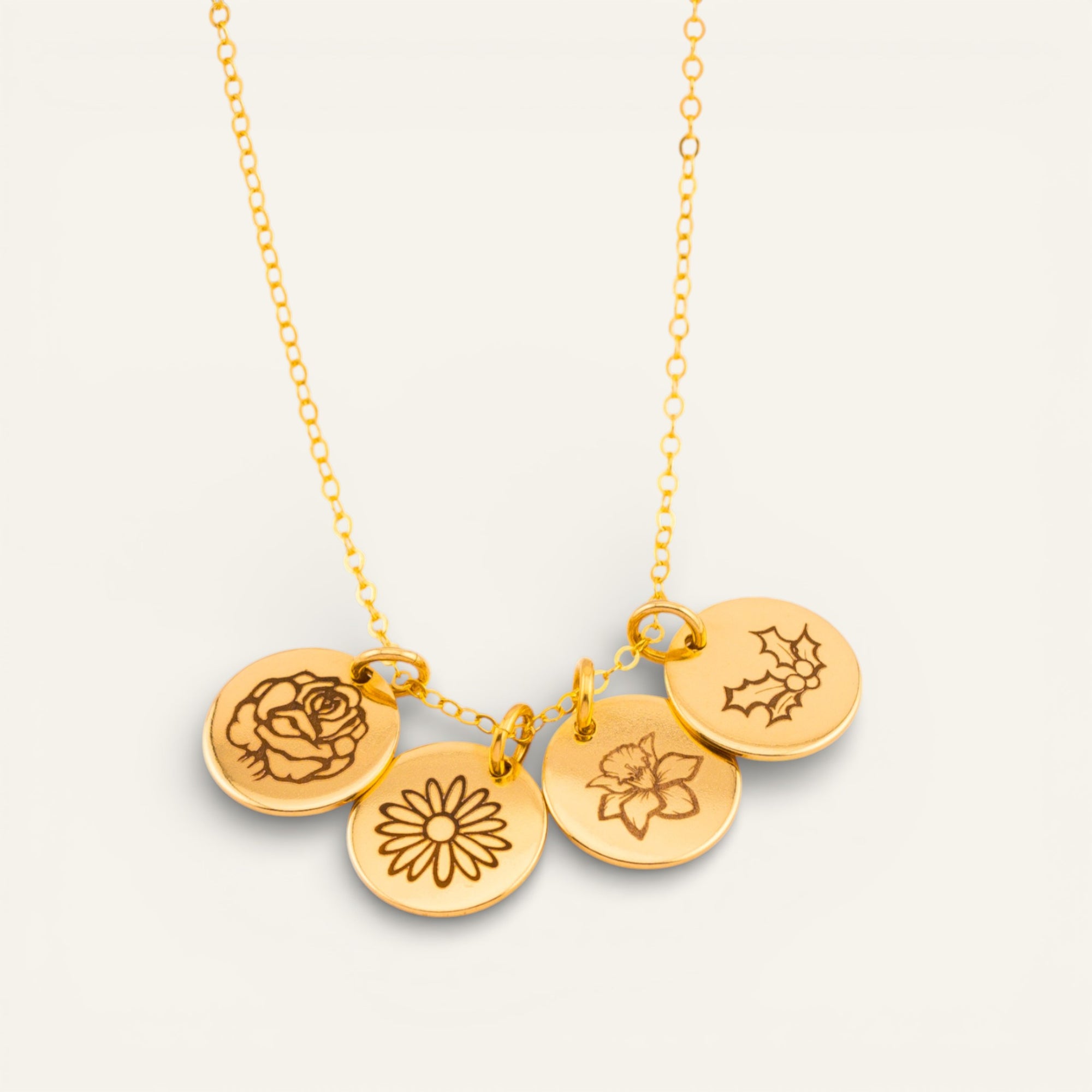 Birth Month Flower Necklace - 7/16"-inch Disc