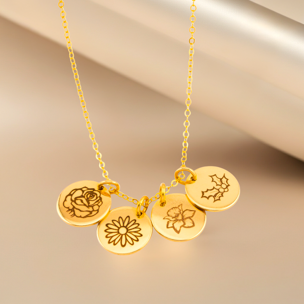 Birth Month Flower Necklace - 7/16"-inch Disc