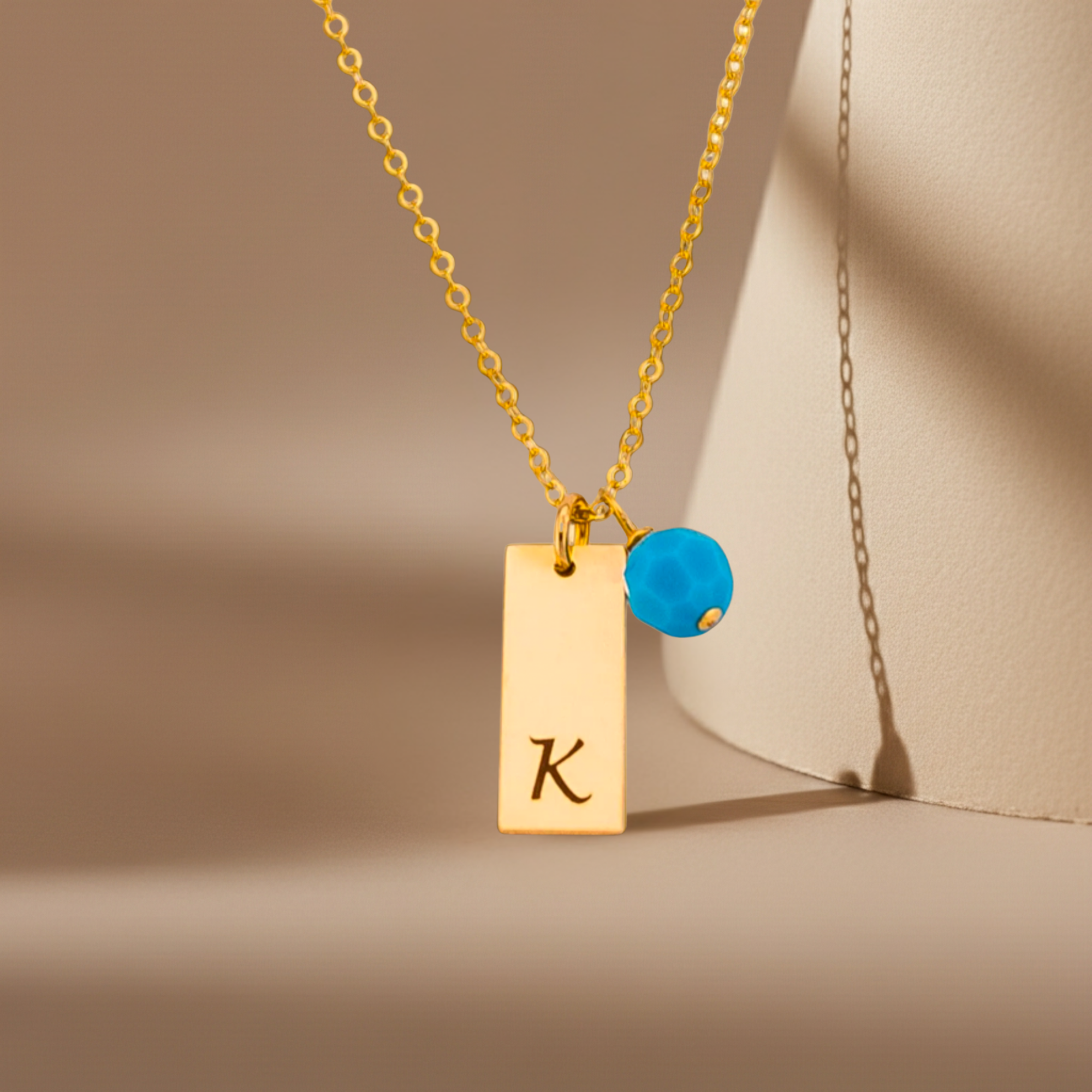 Mini Vertical Bar 1 Tag and 1 Birthstone Necklace, 1/4" x 5/8" Bar