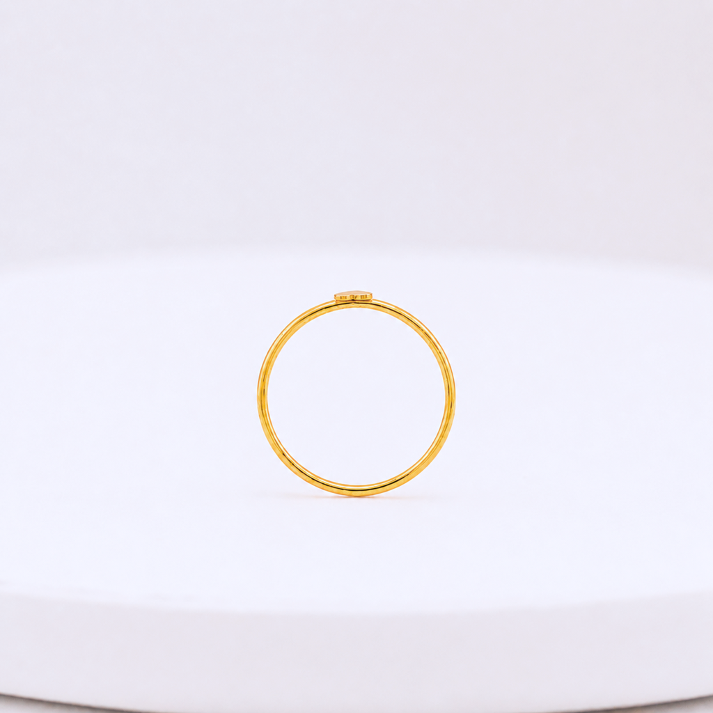 Personalized Tiny Heart Ring, Engraved Initial Ring Gold or Silver, Stacking Letter Ring