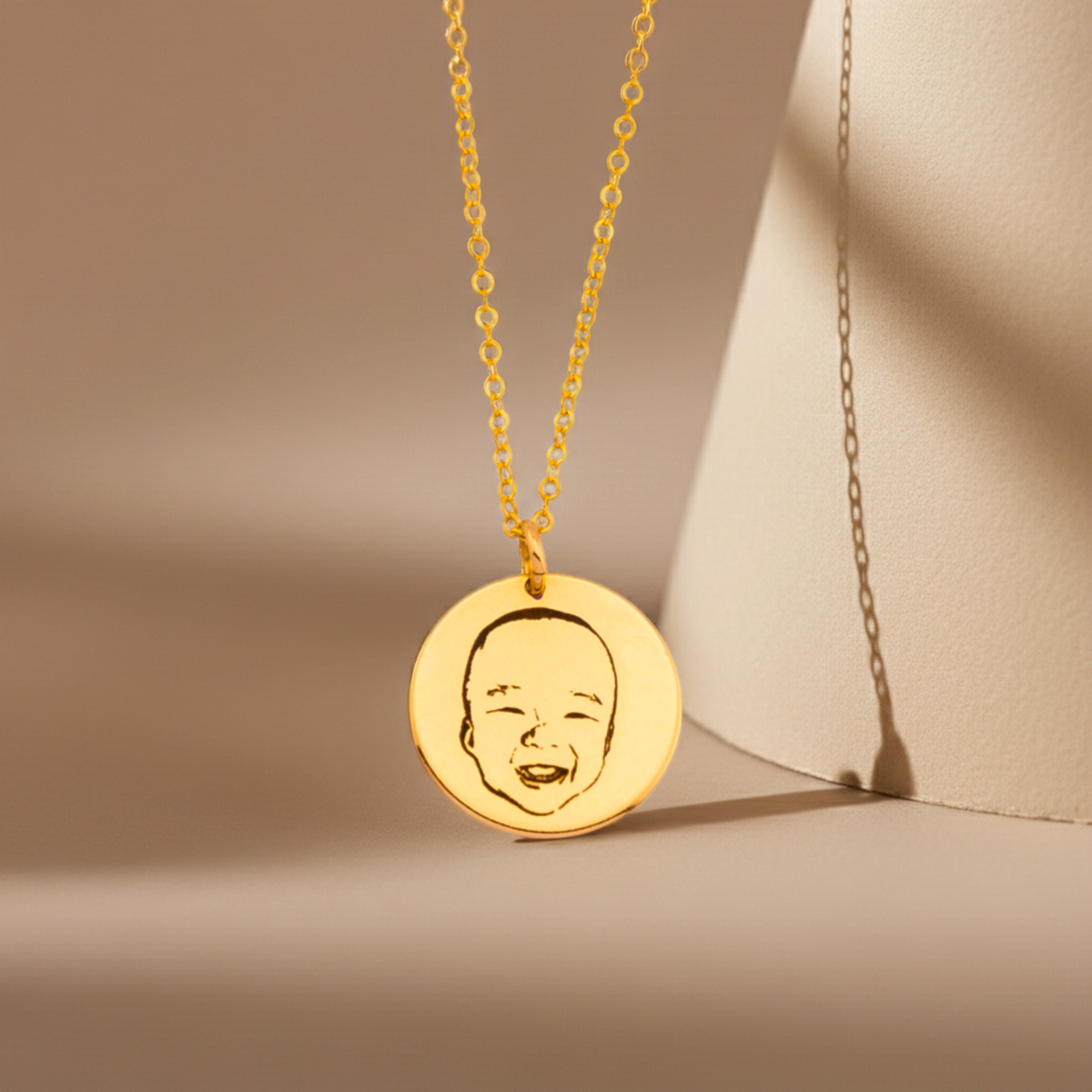 Actual Child Face Outline Pendant Necklace, 5/8" or 1"