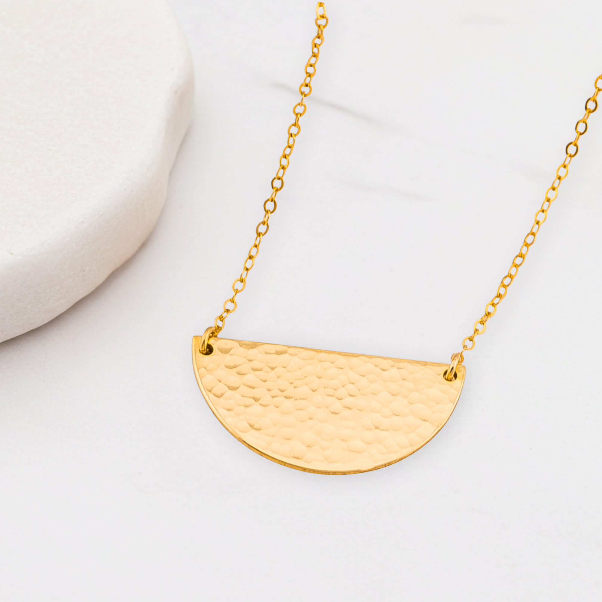 Personalized Half Circle Moon Pendant Necklace, 1-inch