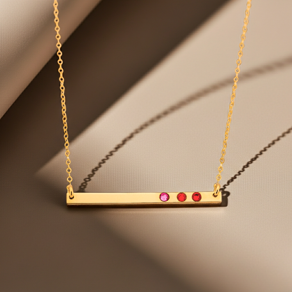 Skinny Long Bar with Birthstone, 1.5" Bar