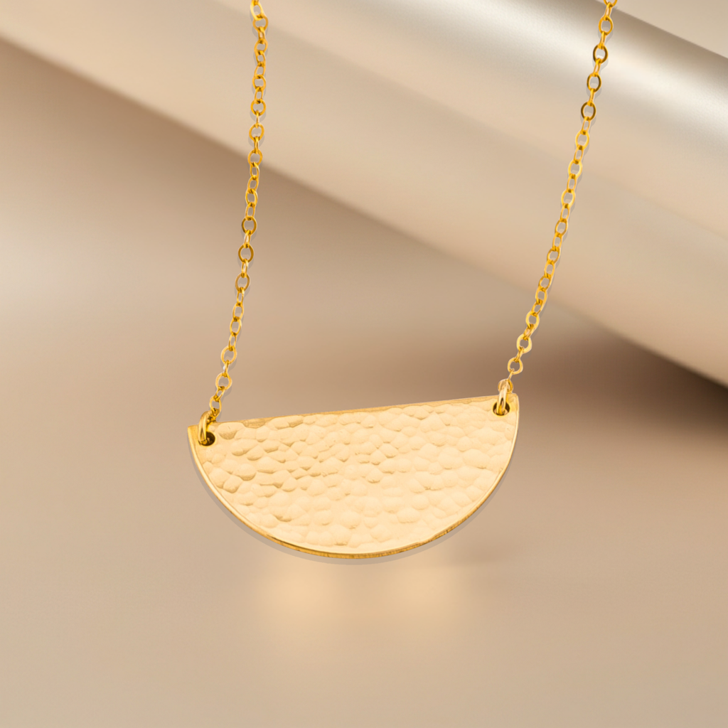 Personalized Half Circle Moon Pendant Necklace, 1-inch