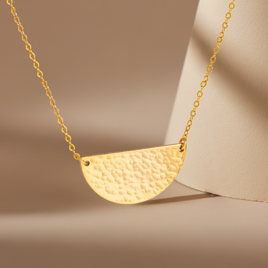 Personalized Half Circle Moon Pendant Necklace, 1-inch