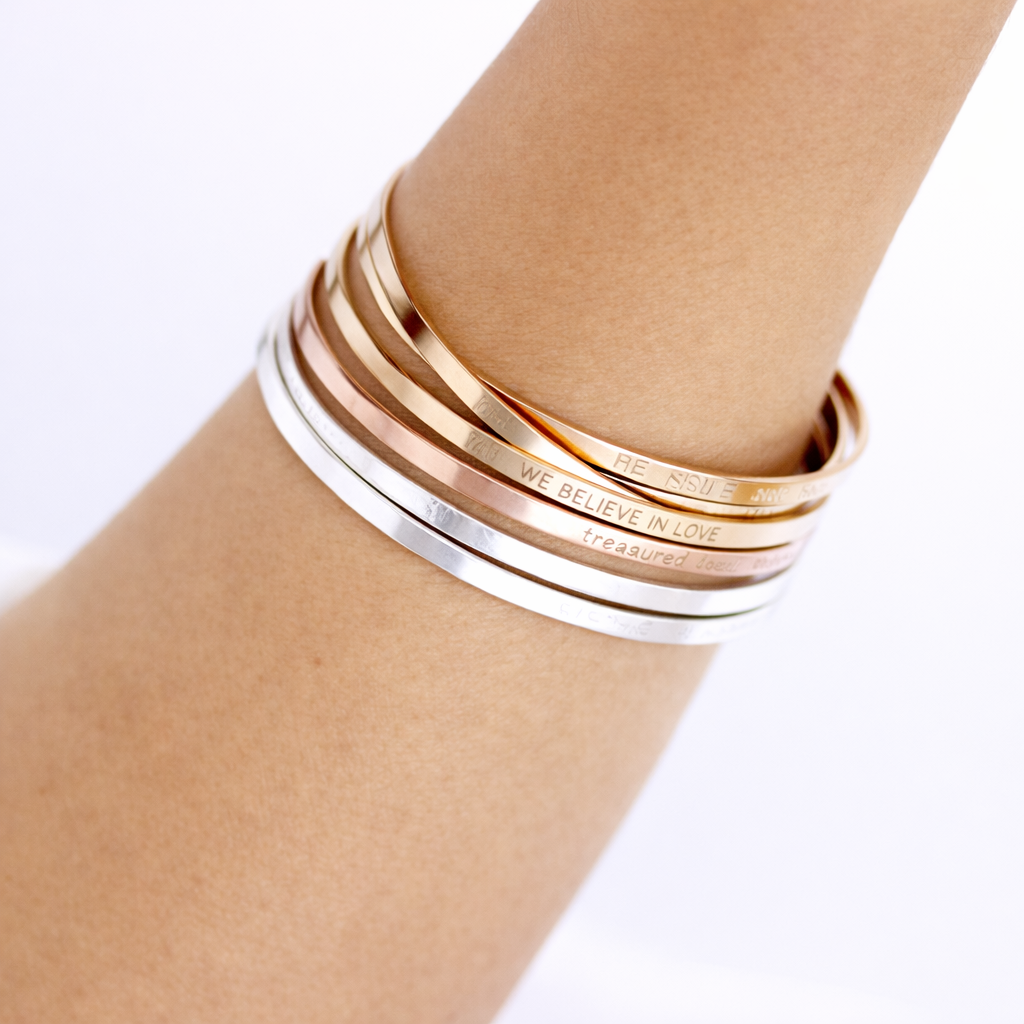 Personalized Skinny Cuff Bracelet, 3mm