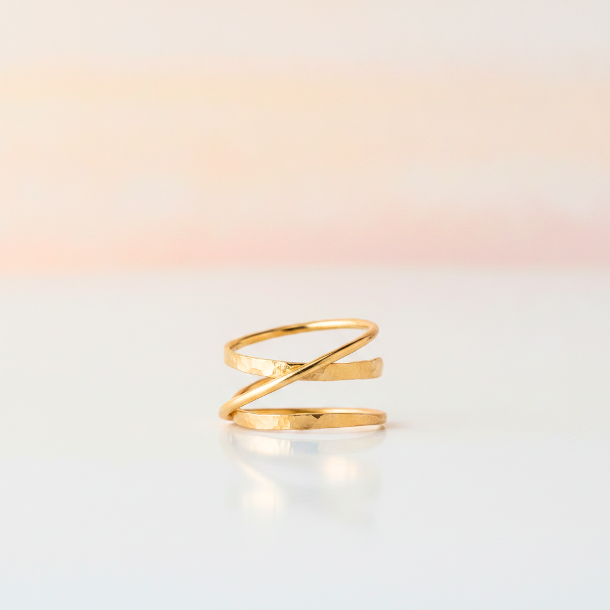 Hammered Spiral Crossover Ring