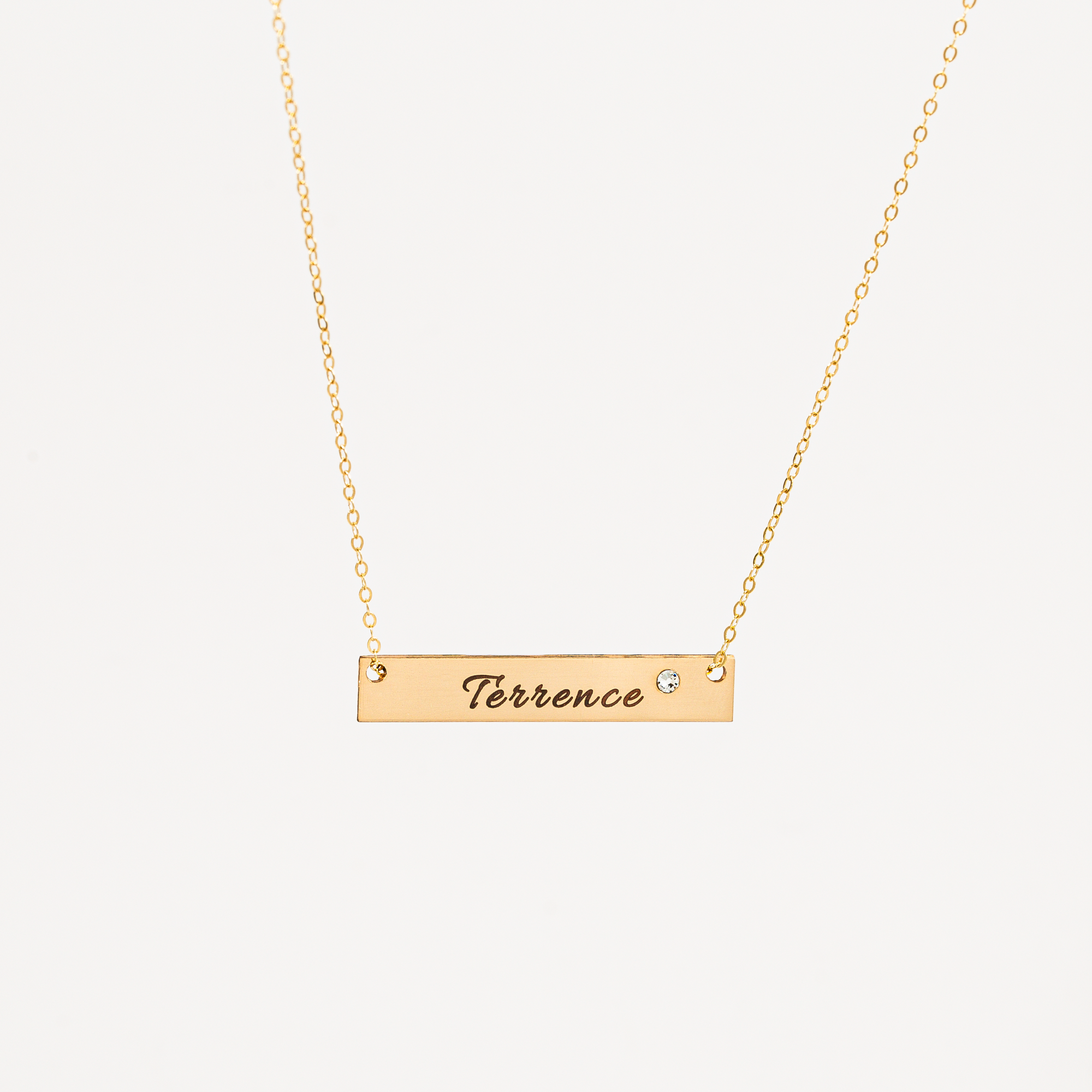 Nameplate Bar with Crystal Necklace, 1.5" Bar
