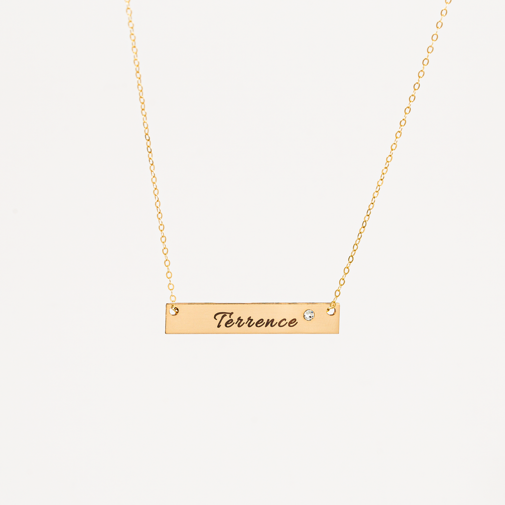 Nameplate Bar with Crystal Necklace, 1.5" Bar