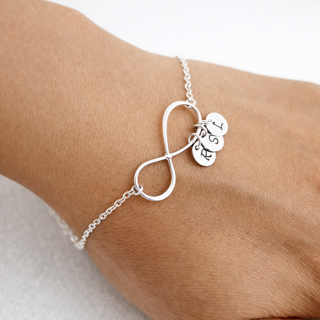 Personalized  Big Infinity and Tiny circle  Bracelet