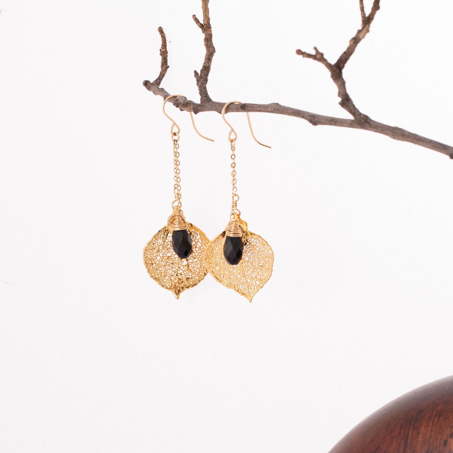 Aspen Leaf Earrings with Custom Birthstone