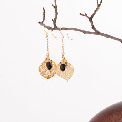 Aspen Leaf Earrings with Custom Birthstone