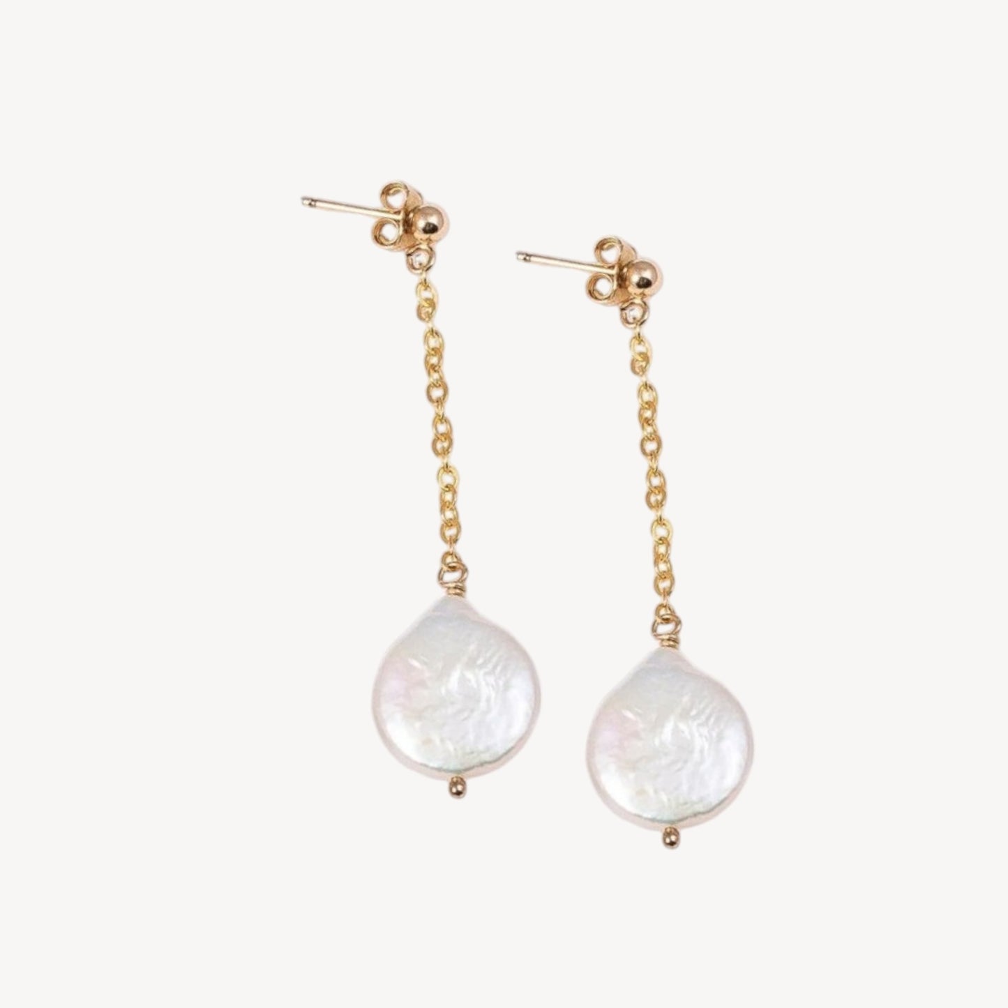 Stud Coin Pearl Dangle Earrings