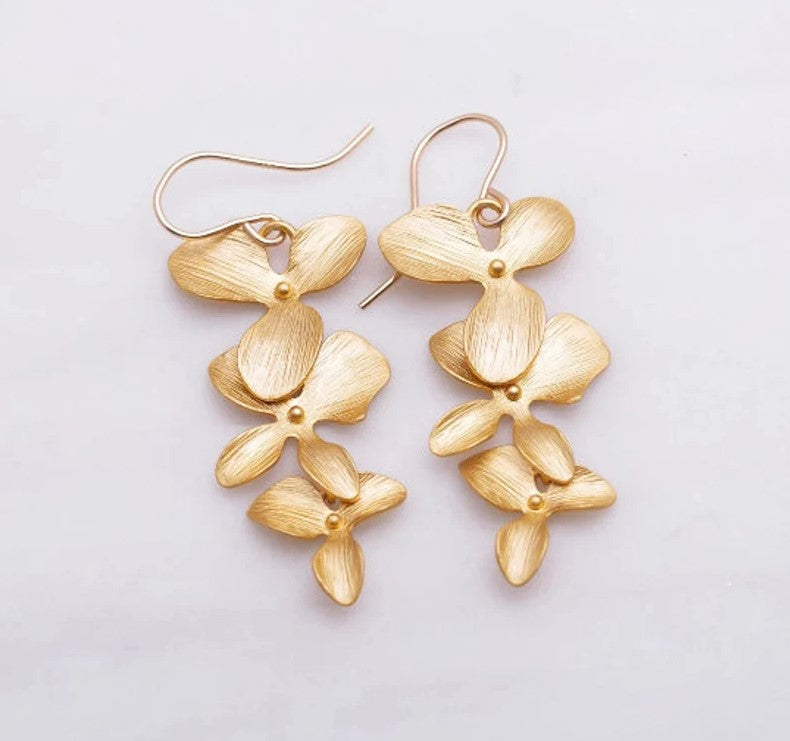 Trio Orchid Flower Earrings