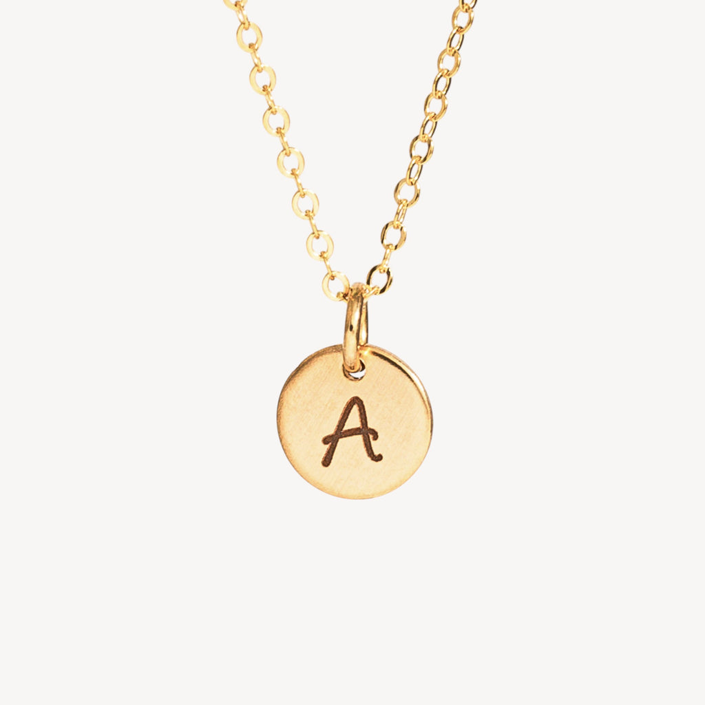 Tiny Initial Circle Necklace, 1 Charm