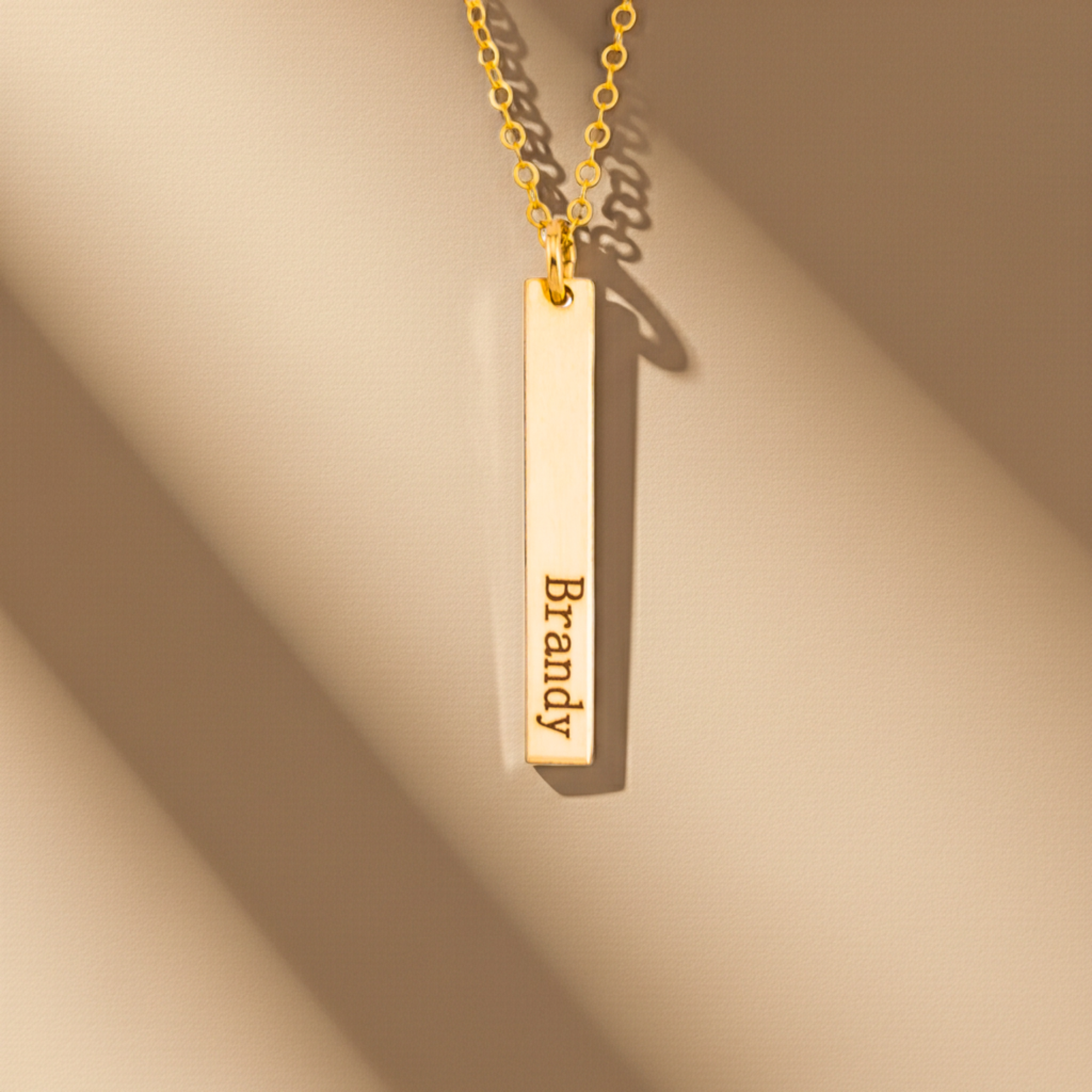 Short Skinny Vertical Bar Necklace, 1" Bar