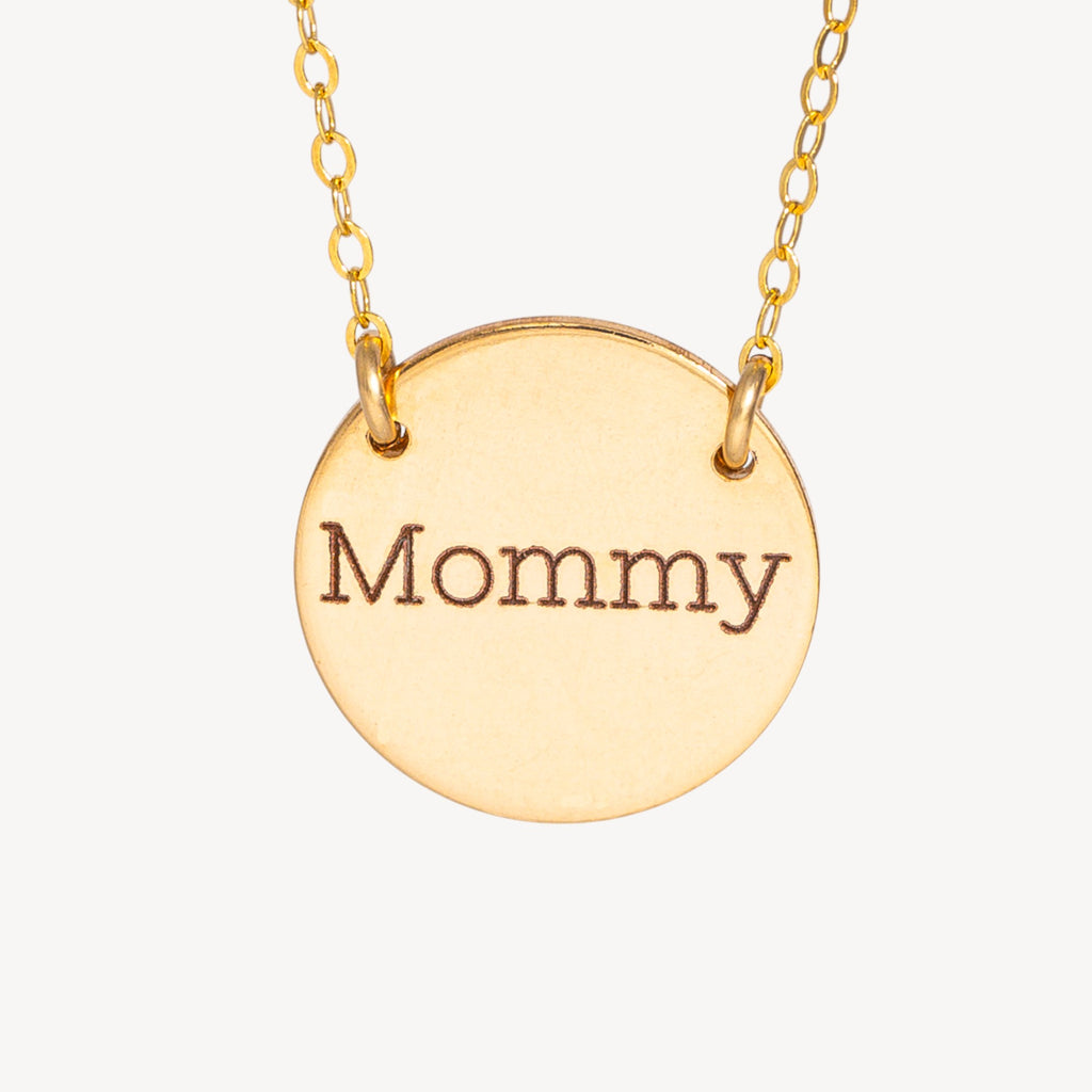 Personalized Large Circle Necklace, 1/2" Disc