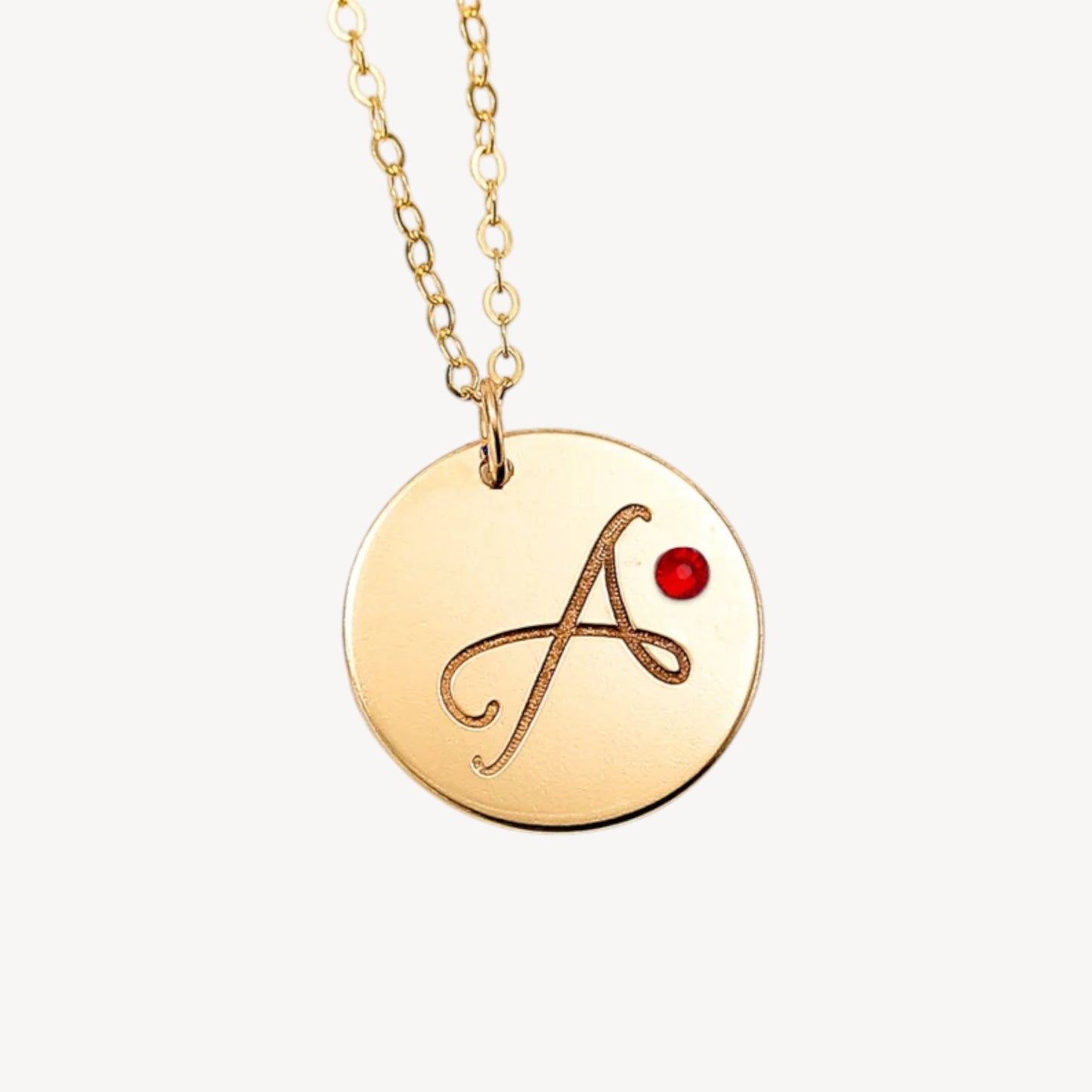 Customized Disc Crystal Necklace, 5/8" Disc