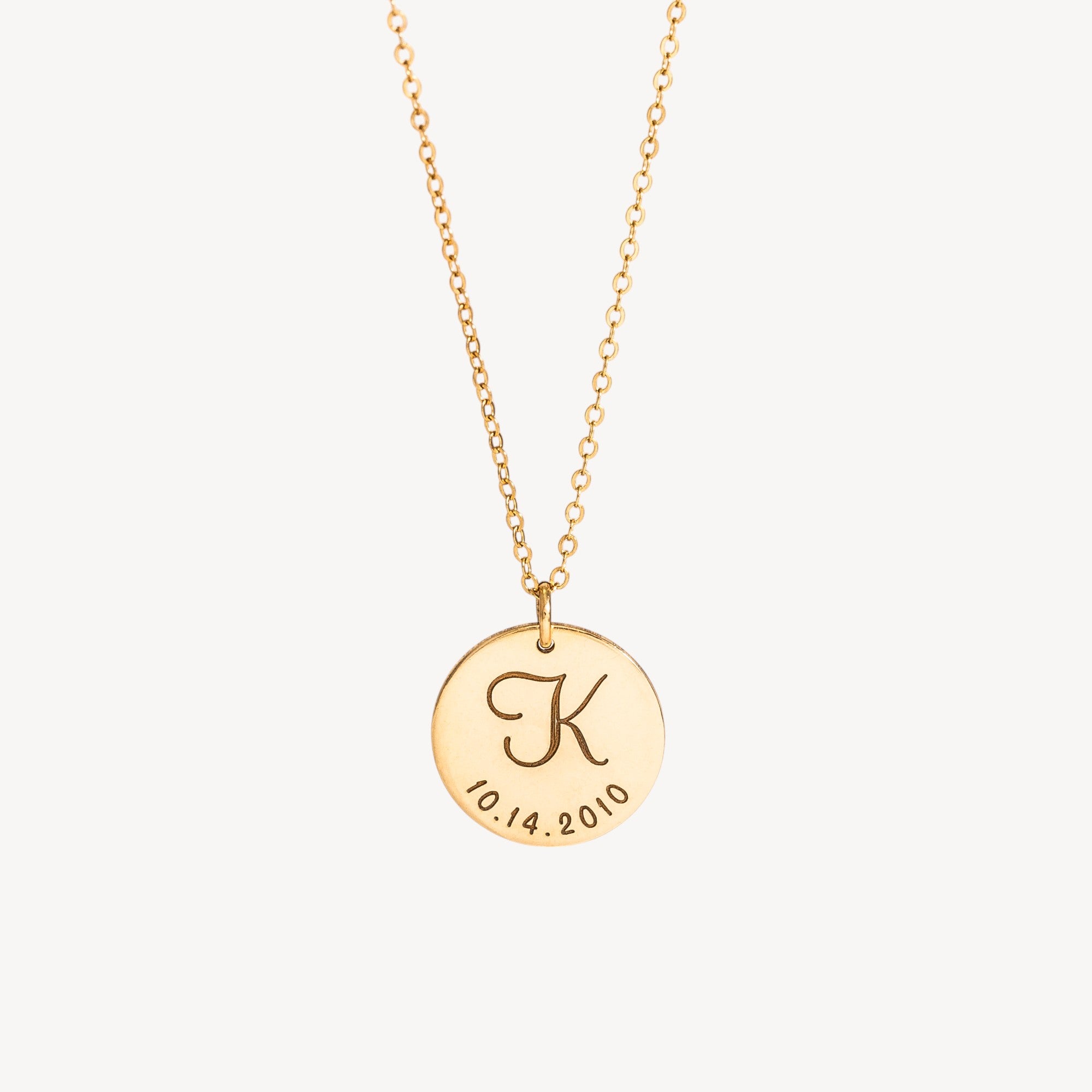 Mother Necklace with Kids Initial, 5/8" Disc
