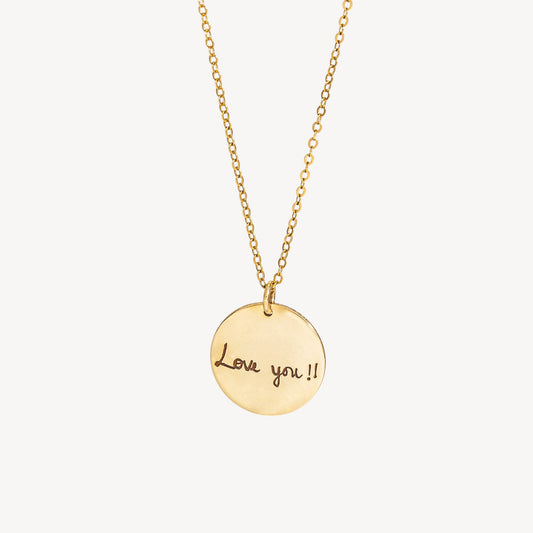 Actual Signature or Handwritten Necklace, 5/8" Disc