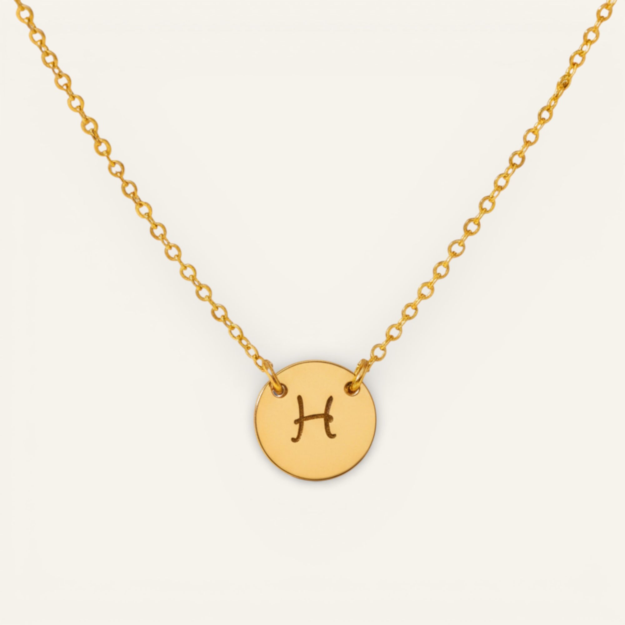 Small Round Link Disc Necklace, 3/8" Disc