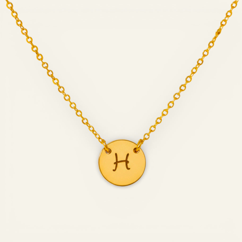 Small Round Link Disc Necklace, 3/8" Disc