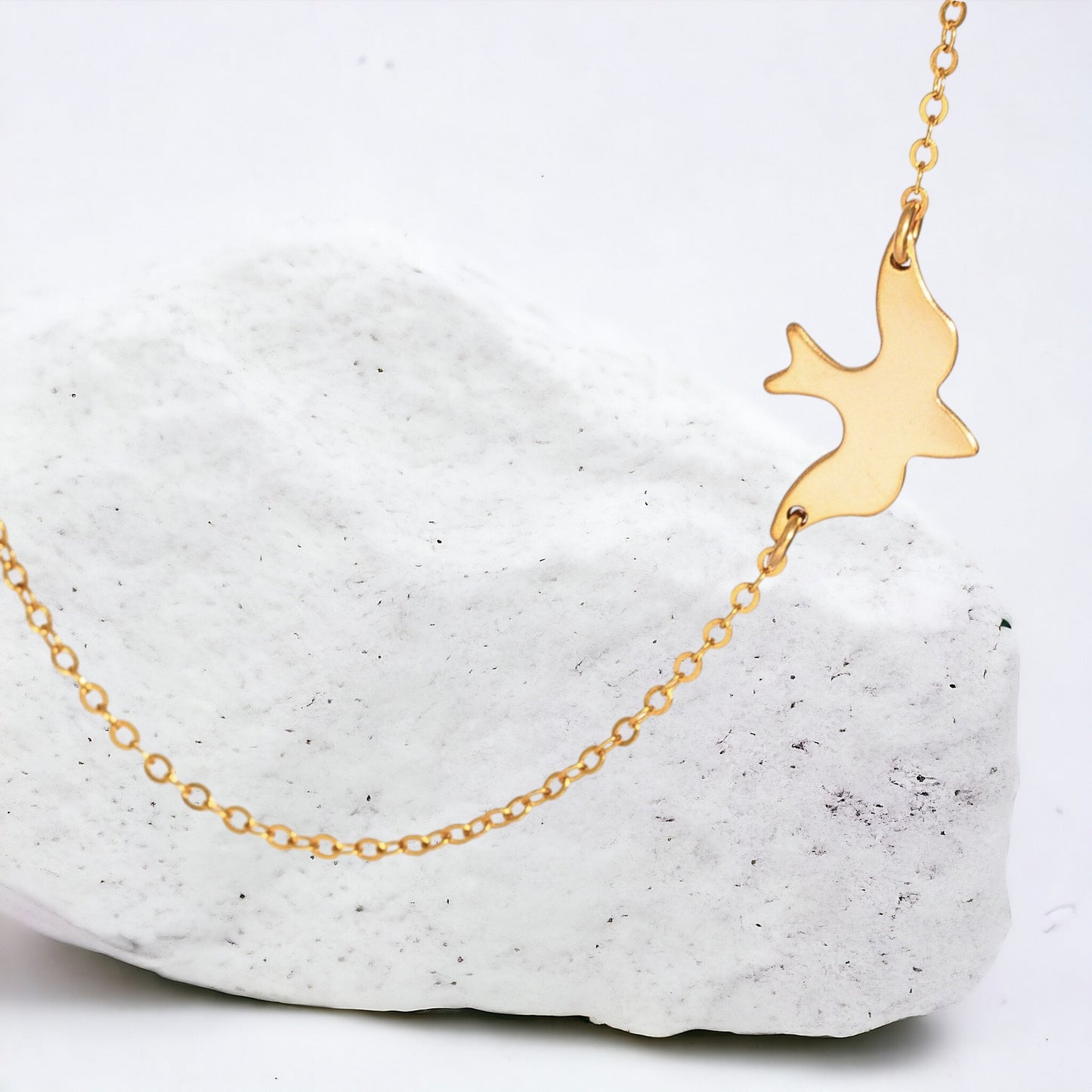 Flying Dove Bird Charm Necklace