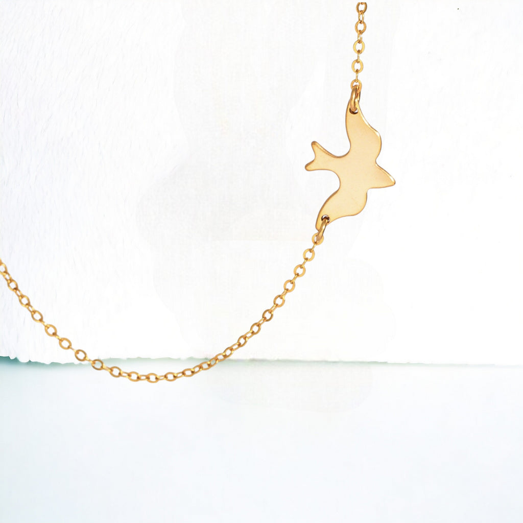 Flying Dove Bird Charm Necklace